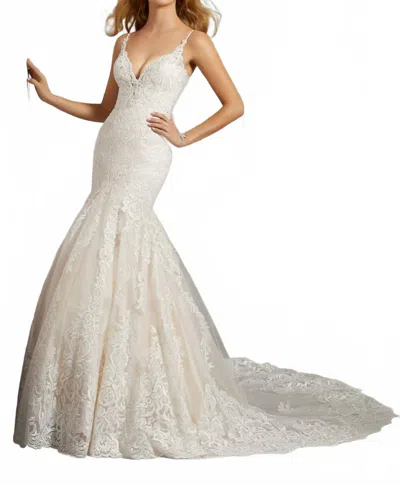 Morilee Lila Fit And Flare Gown In Ivory/champagne In Beige