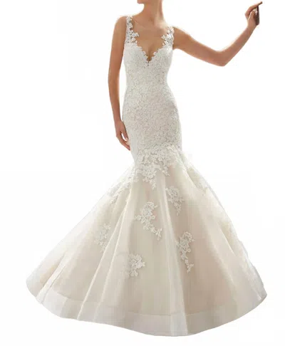 Morilee Meryl Frosted Alecon Dress In Ivory/light Gold In White