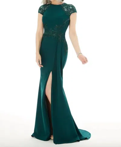 Morilee Mgny - Fit And Flare Evening Gown With Beading On Crepe In Emerald In Green