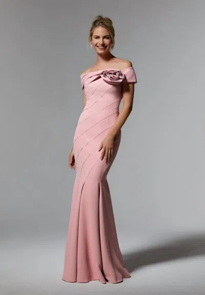 Morilee Off The Shoulder Gown In Blush In Animal Print