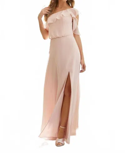 Morilee One Shoulder Boho Chiffon Bridesmaid Dress In Blush In Neutral