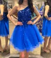 Morilee One-shoulder Tulle Dress In Regal Royal In Blue