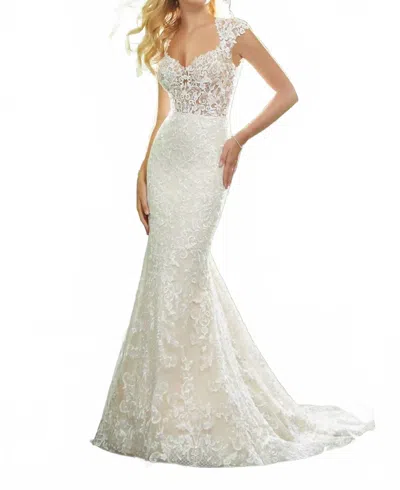 Morilee Polly Frosted Embroidered Gown In Ivory In White