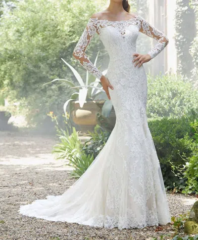 Morilee Priscilla Off-the-shoulder Gown In Ivory/almond In White