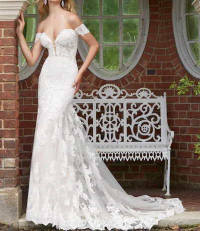 Morilee Priyanka Frosted Alencon Lace Gown In Ivory In White