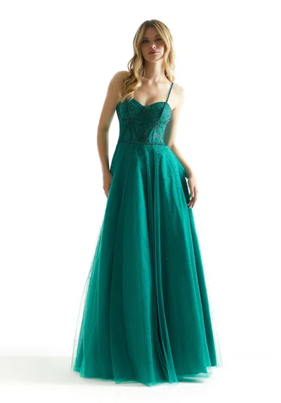 Morilee Prom 49004 Beaded Long Formal A Line Prom Dress In Blue