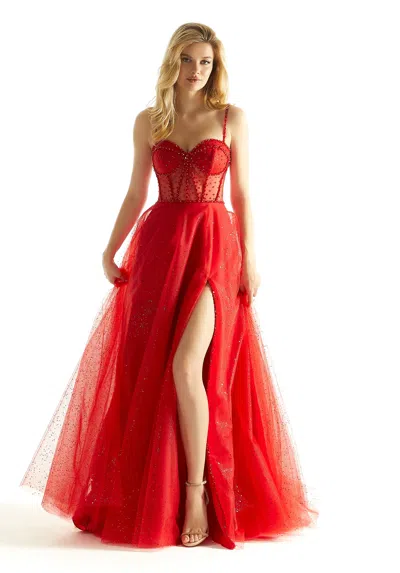 Morilee Prom 49010 Formal Long Beaded A Line Prom Dress In Red