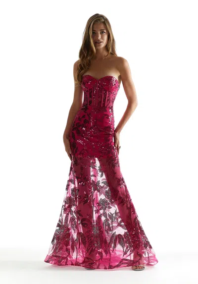 Morilee Prom 49032 Long Formal Floral Sequin Prom Dress In Multi