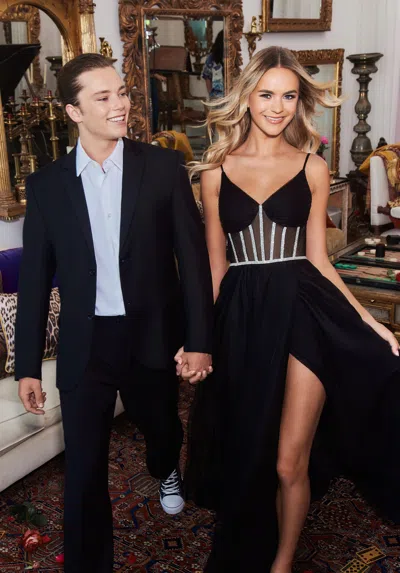 Morilee Prom 49114 A Line Long Formal Ruched Prom Dress In Black