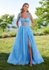 Morilee Prom 49185 Long Formal Ball Gown Pattern Prom Dress In Blue