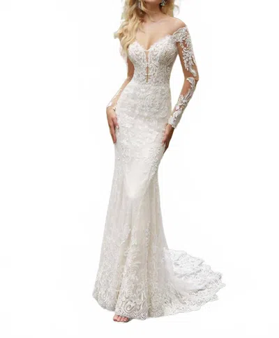 Morilee Pura Frosted Embroidered Gown In Ivory In Beige