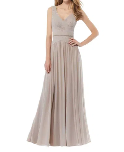 Morilee Ruched Bodice Evening Gown In Taupe In Grey
