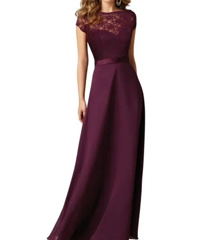 Morilee Satin Chiffon Dress With Rem Lace Bateau Jacket In Eggplant In Burgundy