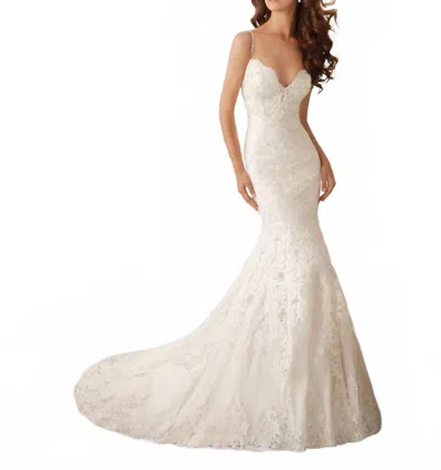 Morilee Scalloped Bridal Fit And Flare Gown In Ivory In White