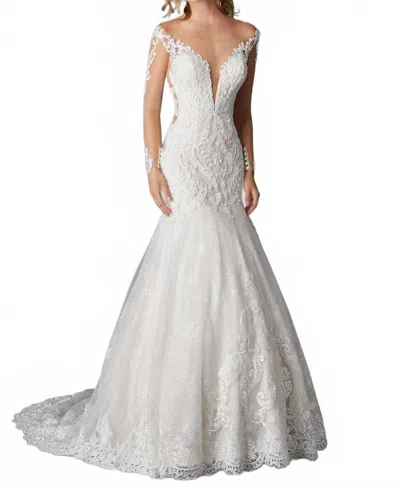 Morilee Sharon Illusion Sleeve Gown In Ivory In White