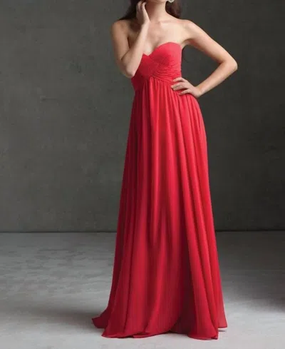 Morilee Strapless Chiffon Maxi Dress In Red