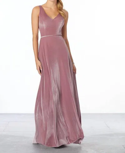 Morilee Stretch Velvet A-line Bridesmaid Dress In Desert Rose In Pink