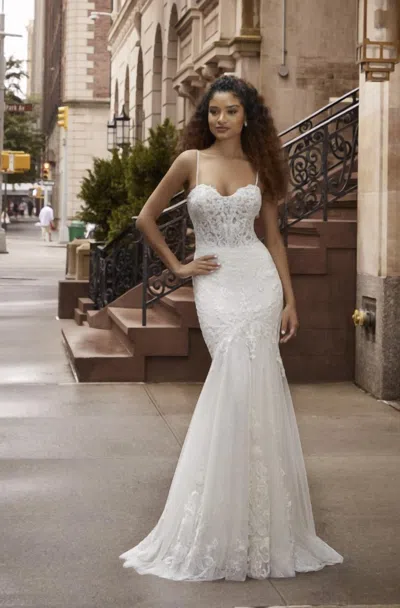 Morilee Trumpet Style Bridal Gown In Ivory Over Nude In Multi