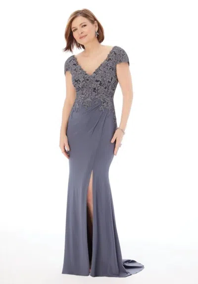 Morilee V-neck Fit And Flare Gown In Charcoal In Gray