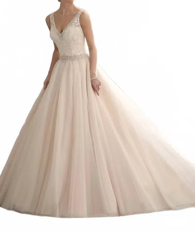 Morilee V-neck Lace Ball Gown In Caramel In Beige
