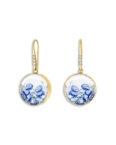 Moritz Glik 18k Yellow Gold Blue Sapphire & Diamond Core 15 Huggie Hoop Earrings