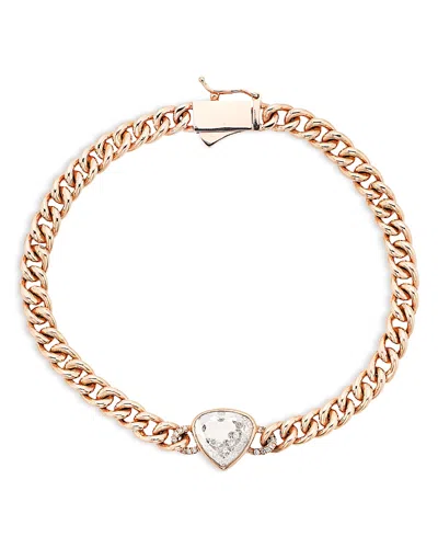 Moritz Glik 18k Yellow Gold Diamond Unidinho Heartish Curb Link Bracelet In Brown