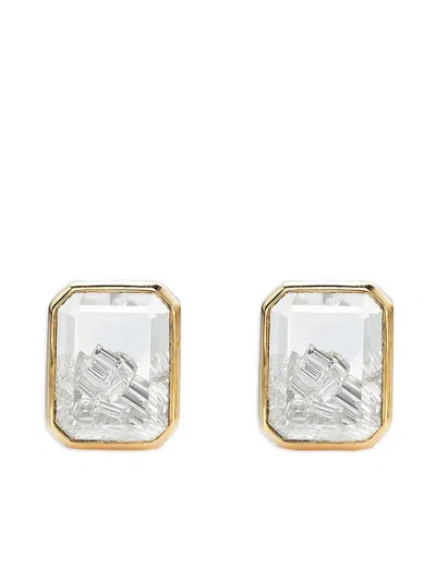 MORITZ GLIK 18K YELLOW GOLD SHAKER DIAMOND AND SAPPHIRE EARRINGS