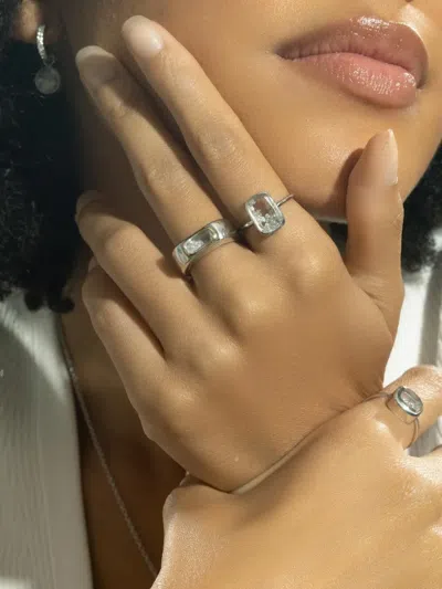 Moritz Glik Dalila Cigar Band Diamond Ring In Silver