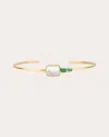 Moritz Glik Bala 18k Yellow Gold Diamond; Emerald Shaker Cuff In Green