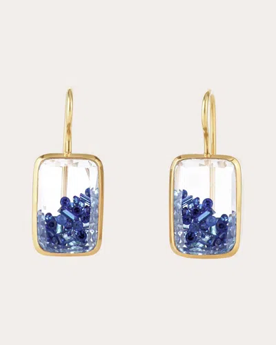 Moritz Glik Women's Blue Sapphire Petite Ten Fourteen Drop Earrings In Gold