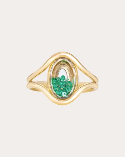 Moritz Glik Women's Emerald Cascavel Petite Oval Ring In Gold
