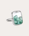 Moritz Glik Women's Ten Fourteen 18k Gold Crystal And Emerald Shaker Ring In White
