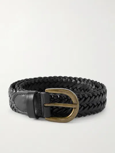 Morjas 3cm Woven Leather Belt In Black