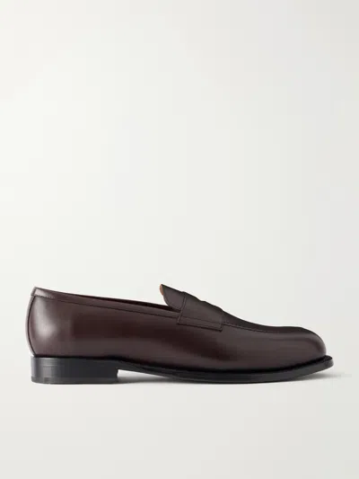 Morjas Leather Penny Loafers In Burgundy
