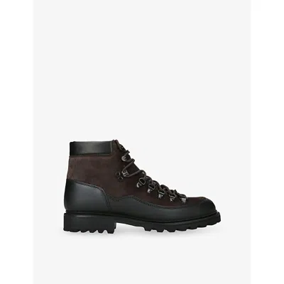 Morjas Mens Blk/brown The Hiking Suede And Leather Boots Eur 45 / 11 Uk In Animal Print