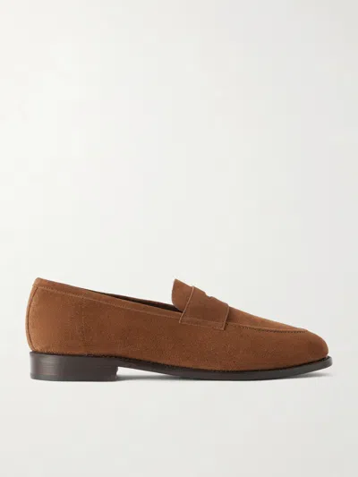 Morjas Suede Penny Loafers In Animal Print