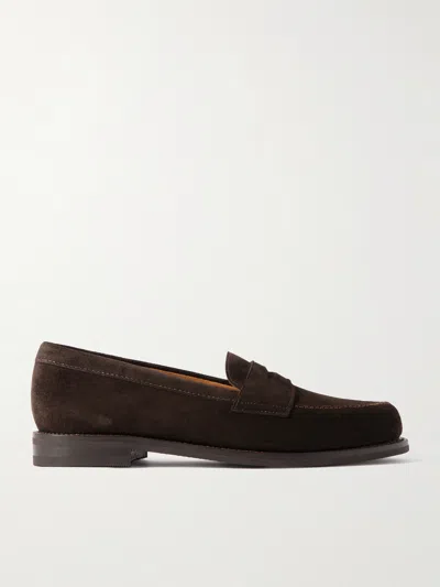 Morjas The Ivy Suede Penny Loafers In Brown