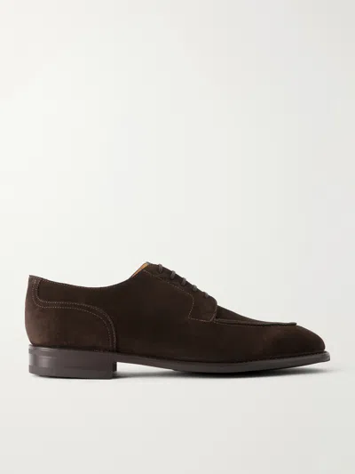 Morjas The Split Toe Suede Derby Shoes In Brown