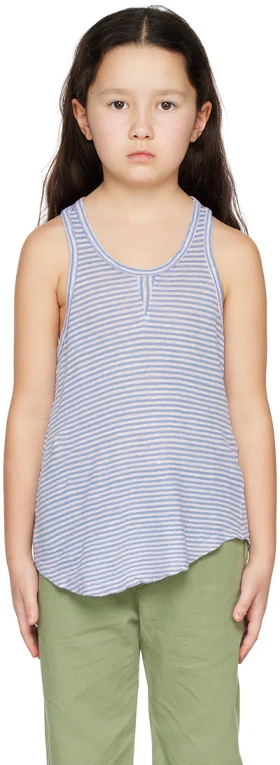 Morley Kids Blue Syra Stripe Tank Top In Pink/bleu