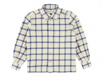 Morley Kids Tur Long Sleeved Shirt In Blue/cream In Neutral