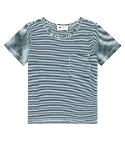 Morley Kids' Poeh Striped Cotton T-shirt In Aqua