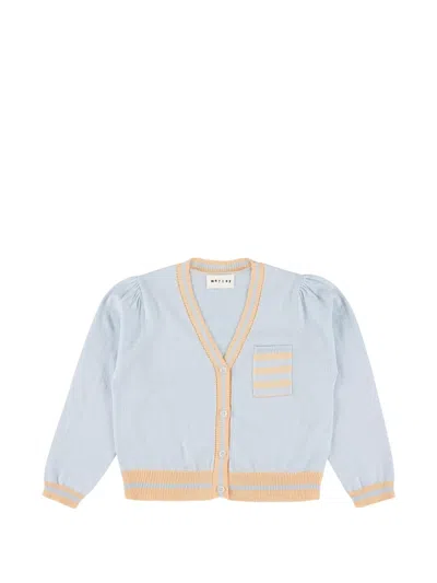 Morley Kids' Xothy Striped-trim Cardigan In Blue
