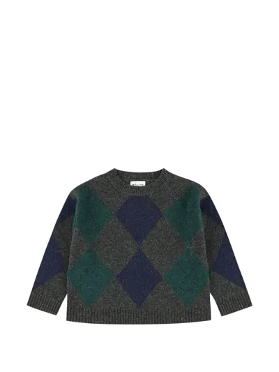Morley Yves Argyle Sweater In Gray