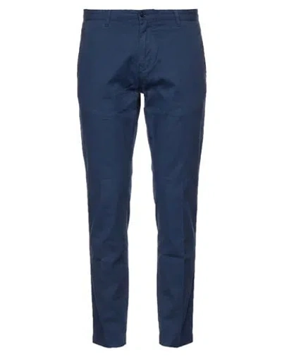 Moro Man Pants Navy Size 36 Linen, Cotton, Elastane In Blue