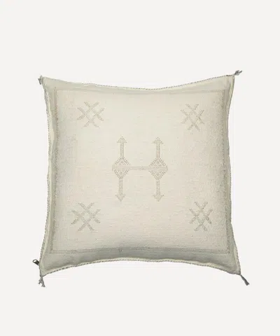 Moroccan White Cactus Silk Cushion In Gray