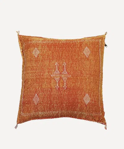 Moroccan White Cactus Silk Cushion In Orange