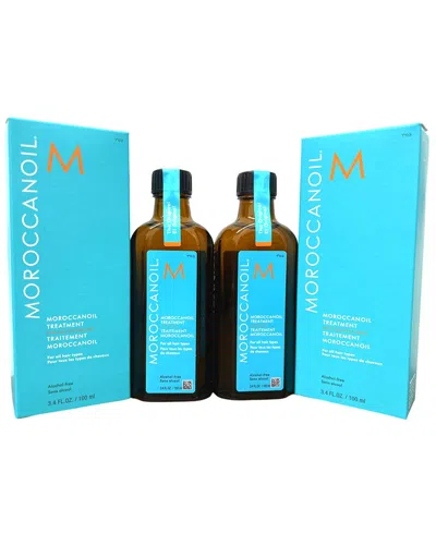 Moroccanoil 3.4oz 2 Pack Oil Hair Treatment In Transparent
