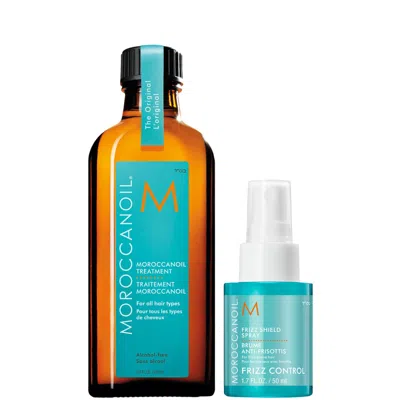 Moroccanoil Treatment 100ml With Frizz Shield Spray 50ml In White