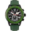 Morphic M51 Series Chronograph Leather-band Watch W/date In Black/green