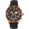 Morphic M51 Series Chronograph Leather-band Watch W/date In Rose Gold/black
